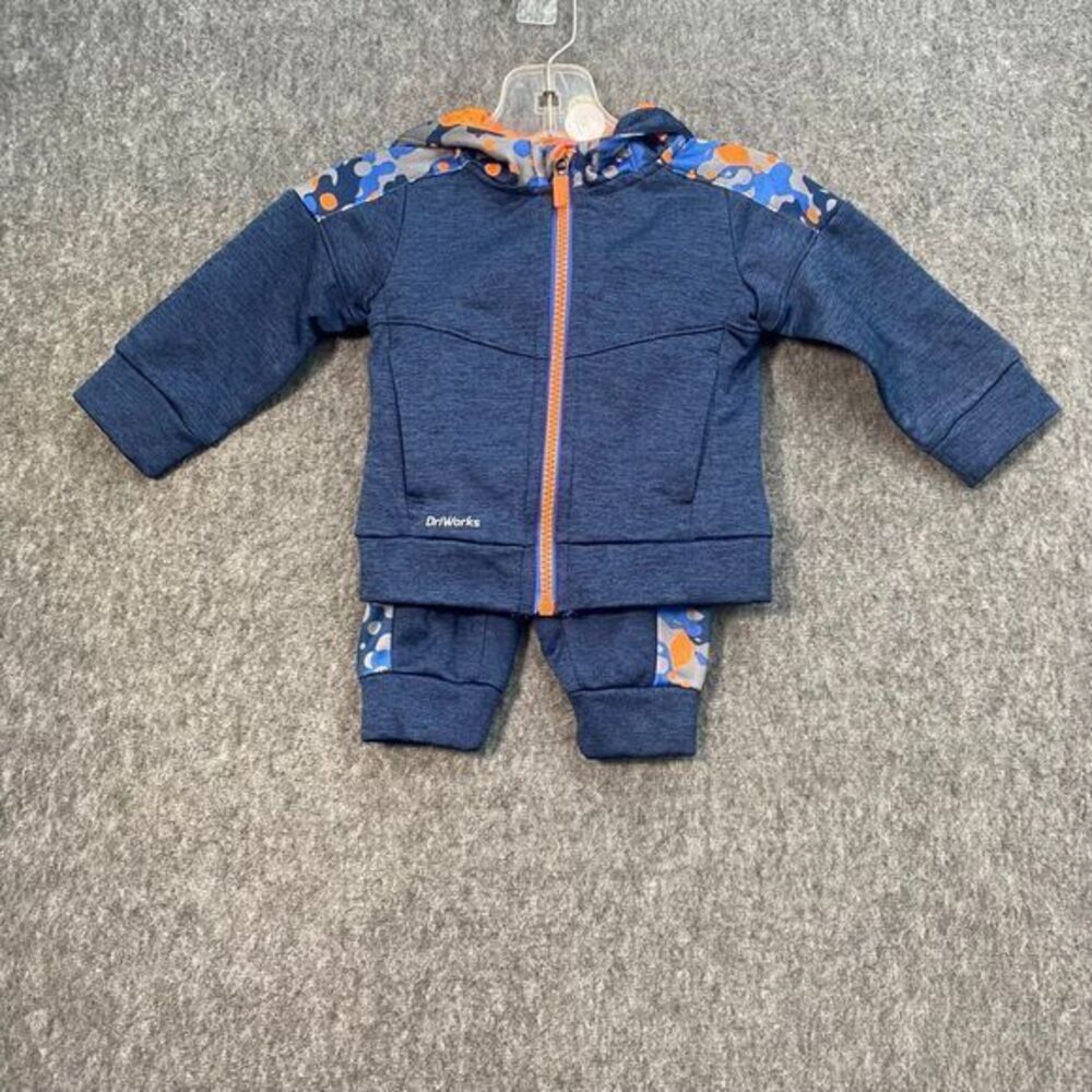 Athletic Works 3-6M  Baby Boy Tracksuit Set Navy Blue Orange‎ Camo Zip-Up